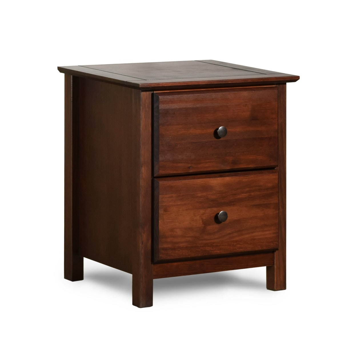 Table de chevet en bois massif à 2 tiroirs de style Shaker en bois de grain