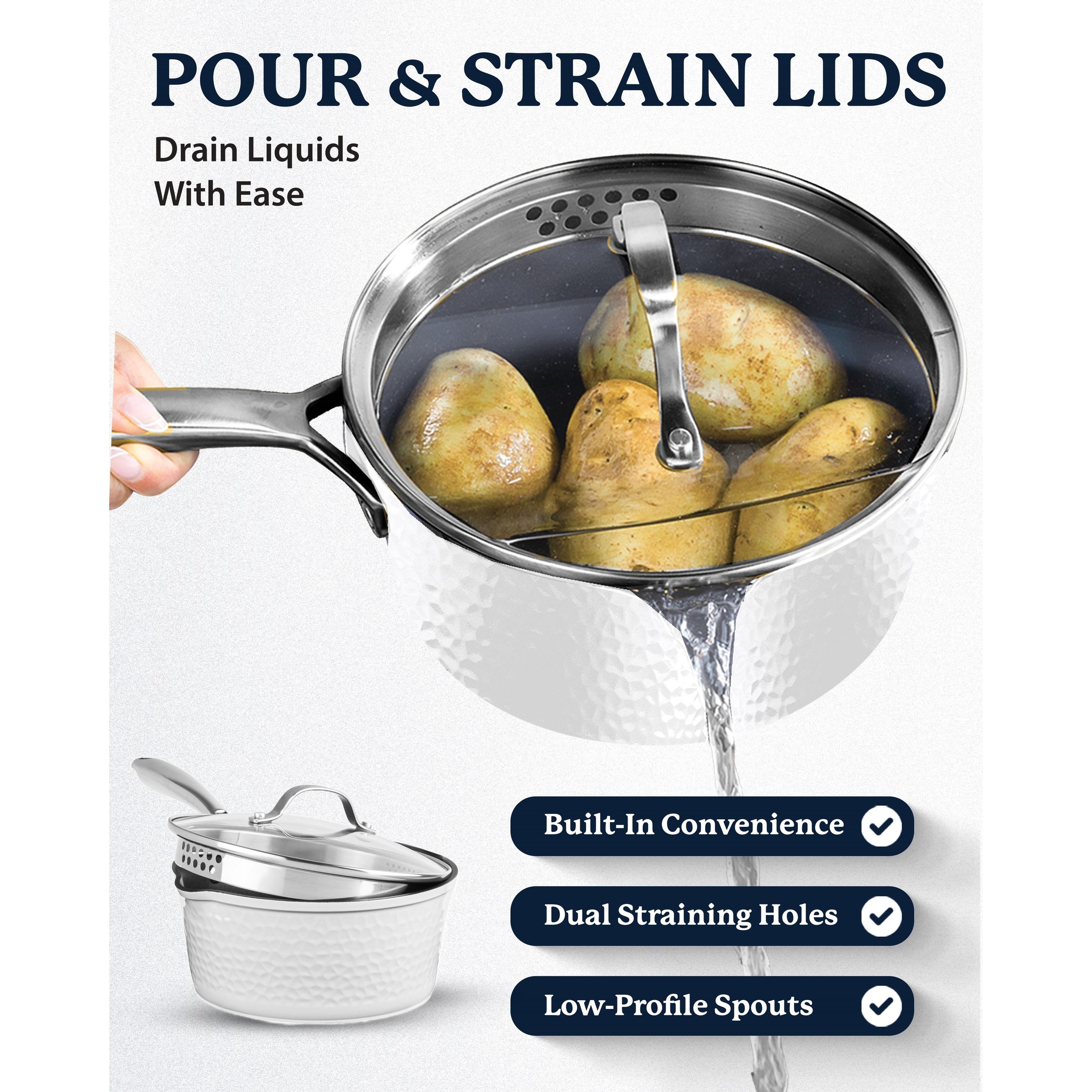 Batterie de cuisine antiadhésive martelée Granitestone Charleston 15 pièces