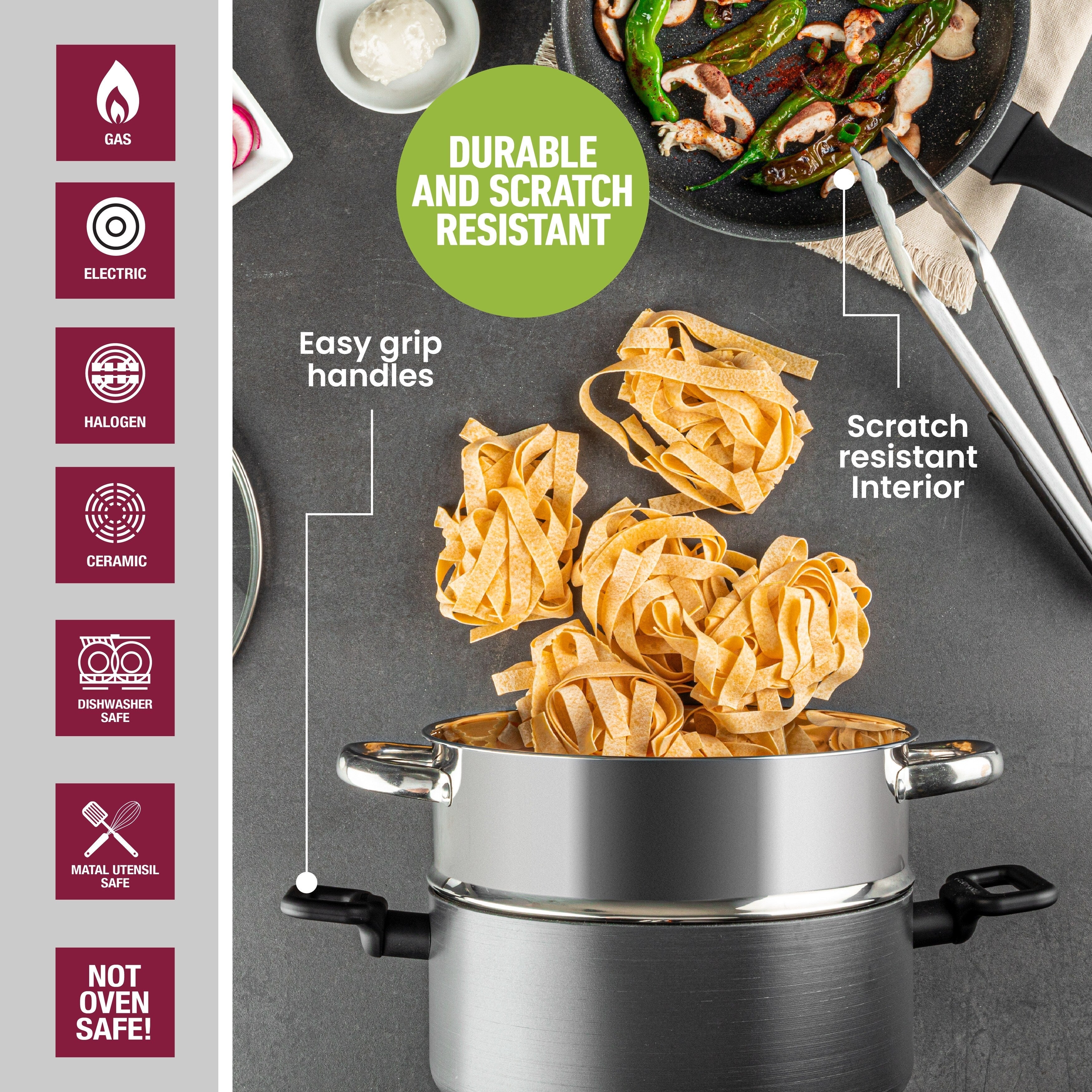 Batterie de cuisine antiadhésive anodisée dure Granitestone Pro Premier 13 pièces