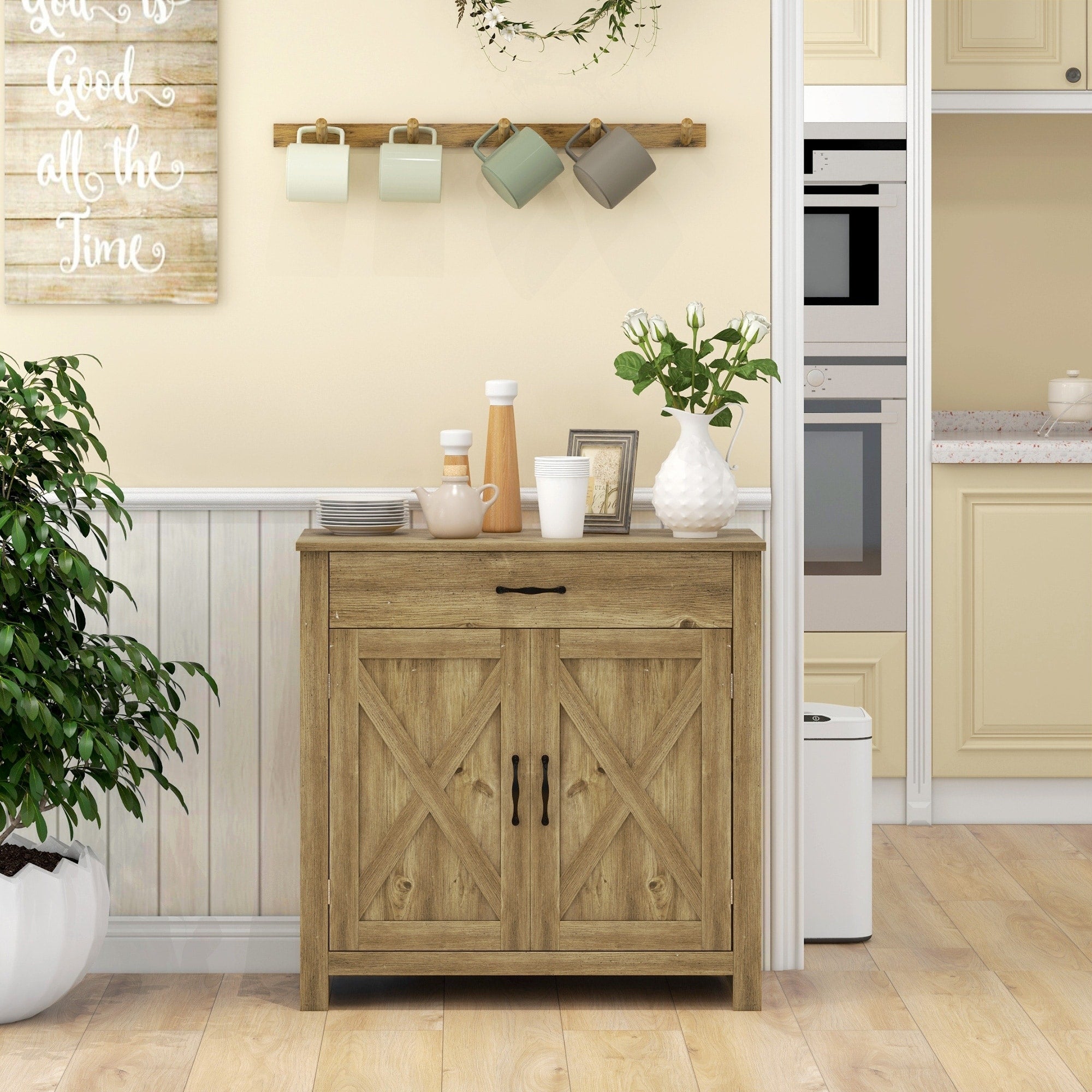 Buffet style grange HOMCOM 32, meuble de rangement buffet, bar à café pour salon ou entrée