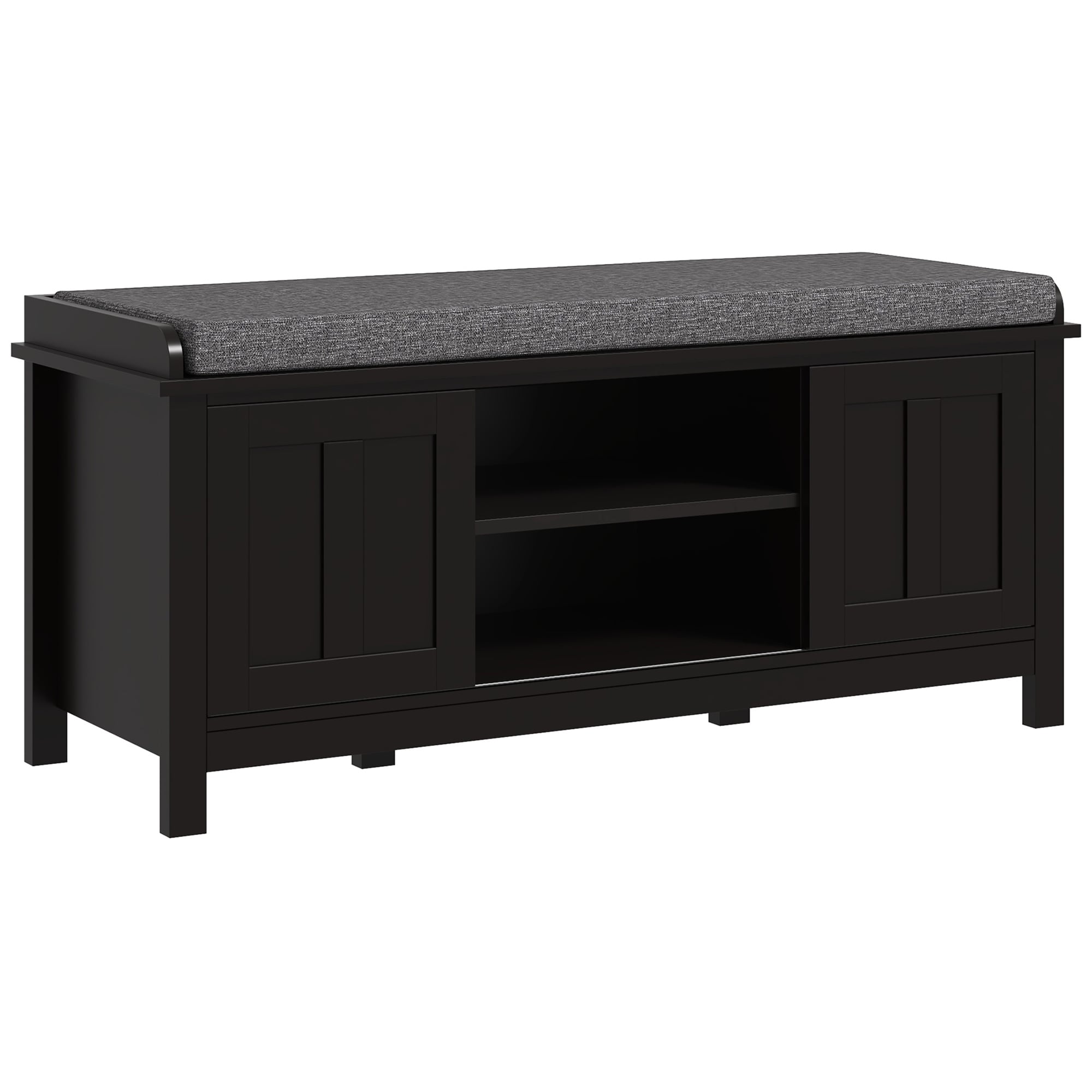 Banc à chaussures d'entrée HOMCOM avec rangement ottoman et étagères réglables, 6 compartiments et assise rembourrée, blanc/gris