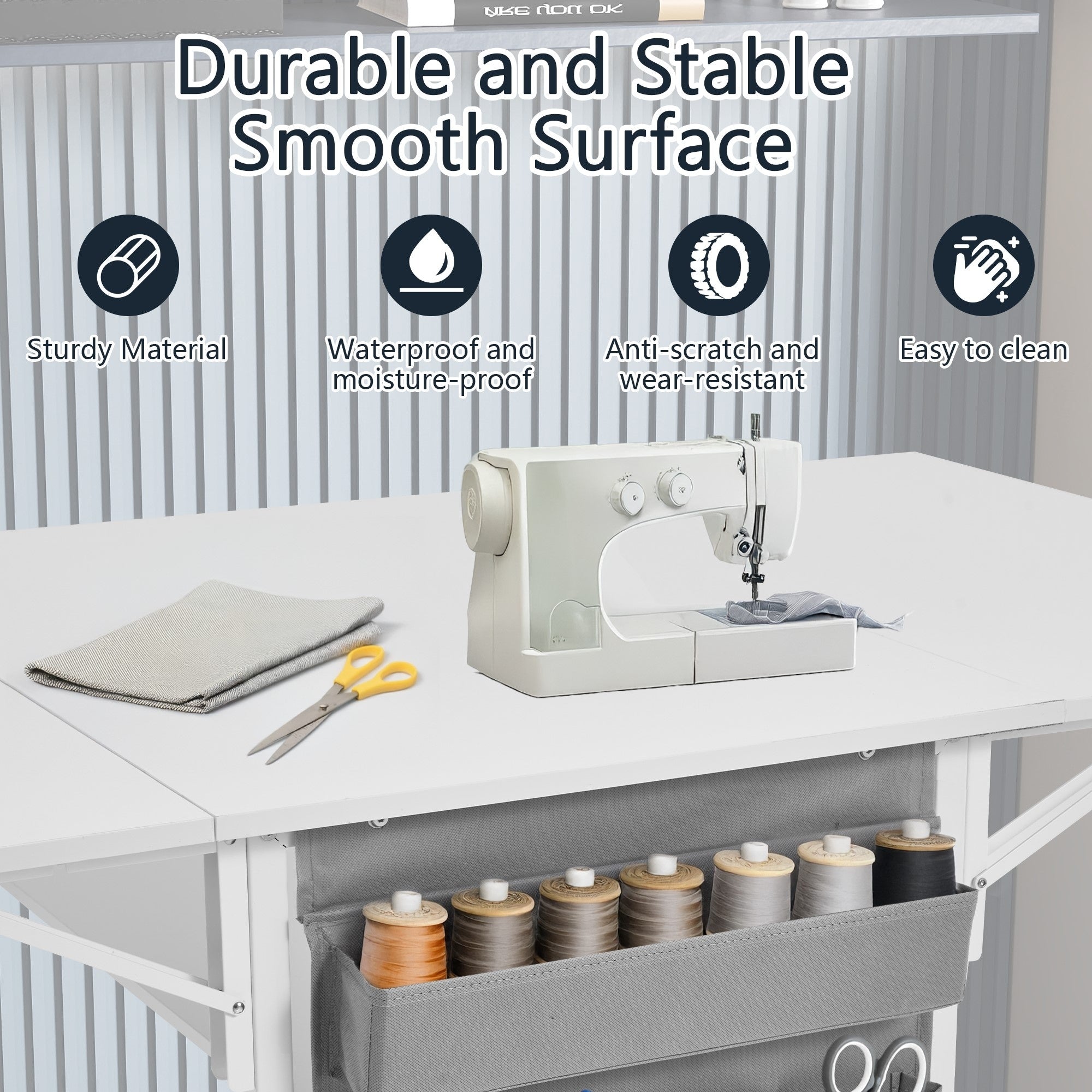 Table de bricolage réglable en hauteur avec étagères de rangement, table de découpe pliante mobile pour la maison, le bureau, la salle de couture et la salle d'artisanat