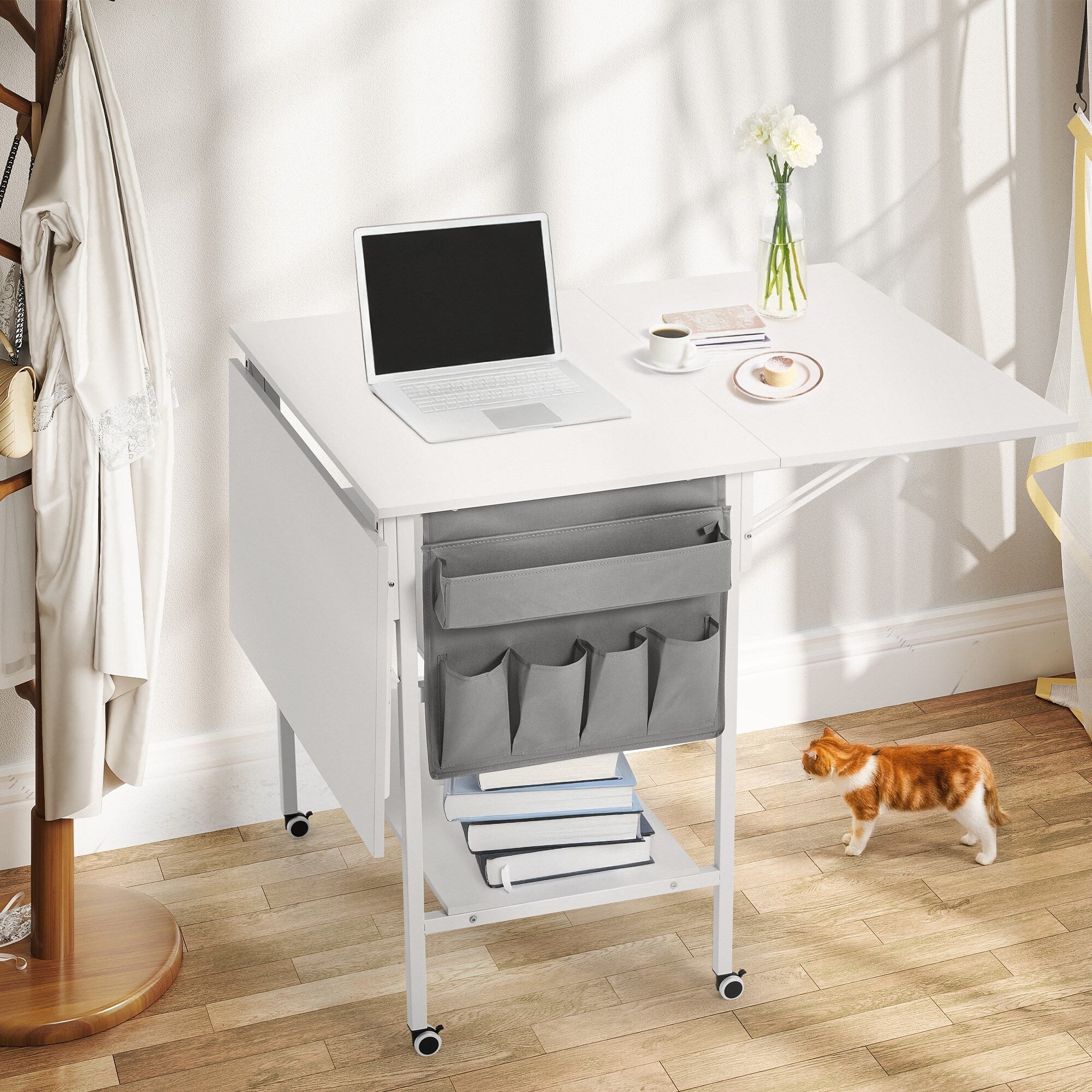 Table de bricolage réglable en hauteur avec étagères de rangement, table de découpe pliante mobile pour la maison, le bureau, la salle de couture et la salle d'artisanat