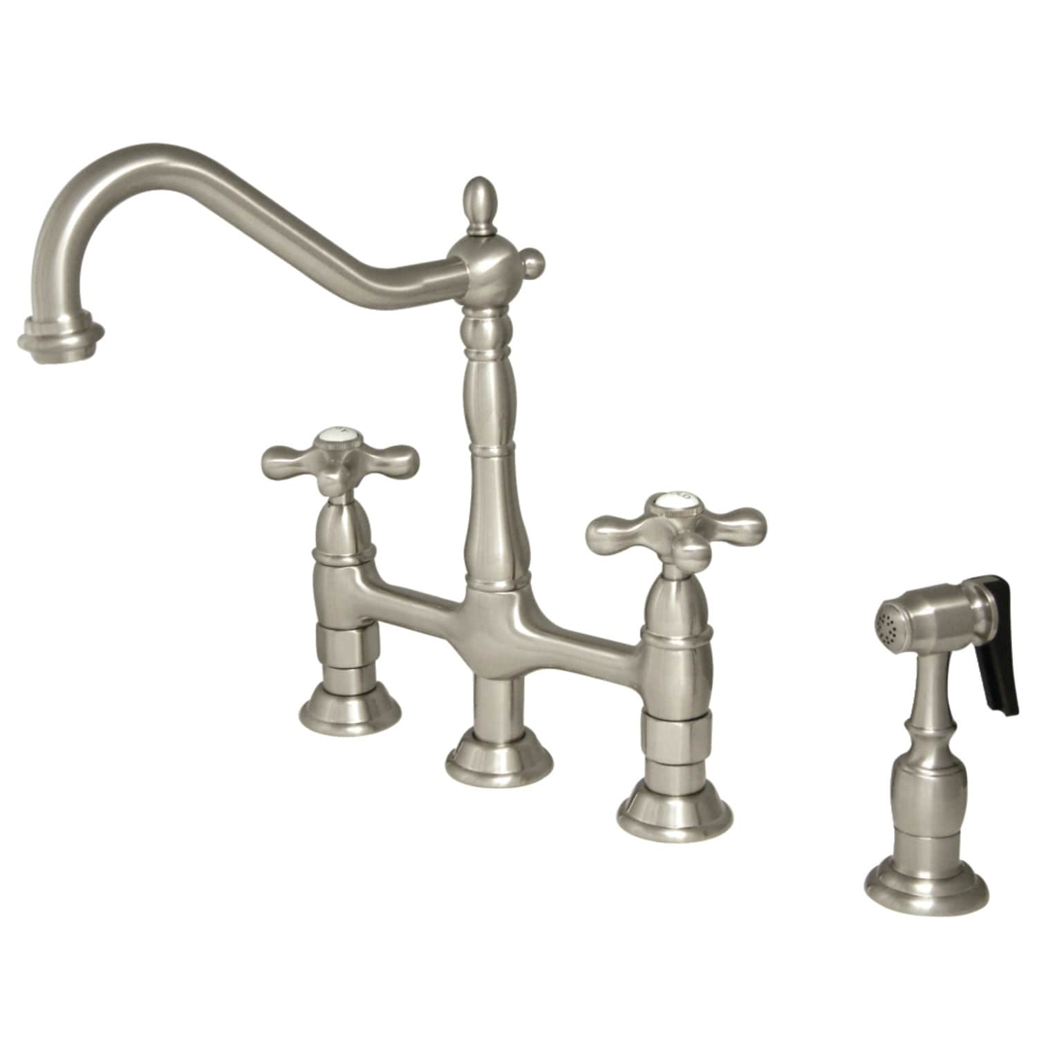 Robinet de cuisine Heritage Bridge avec douchette en laiton