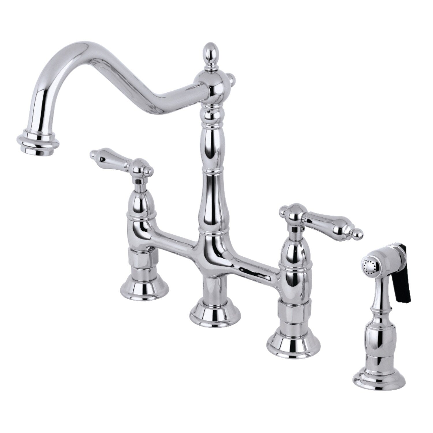 Robinet de cuisine Heritage Bridge avec douchette en laiton