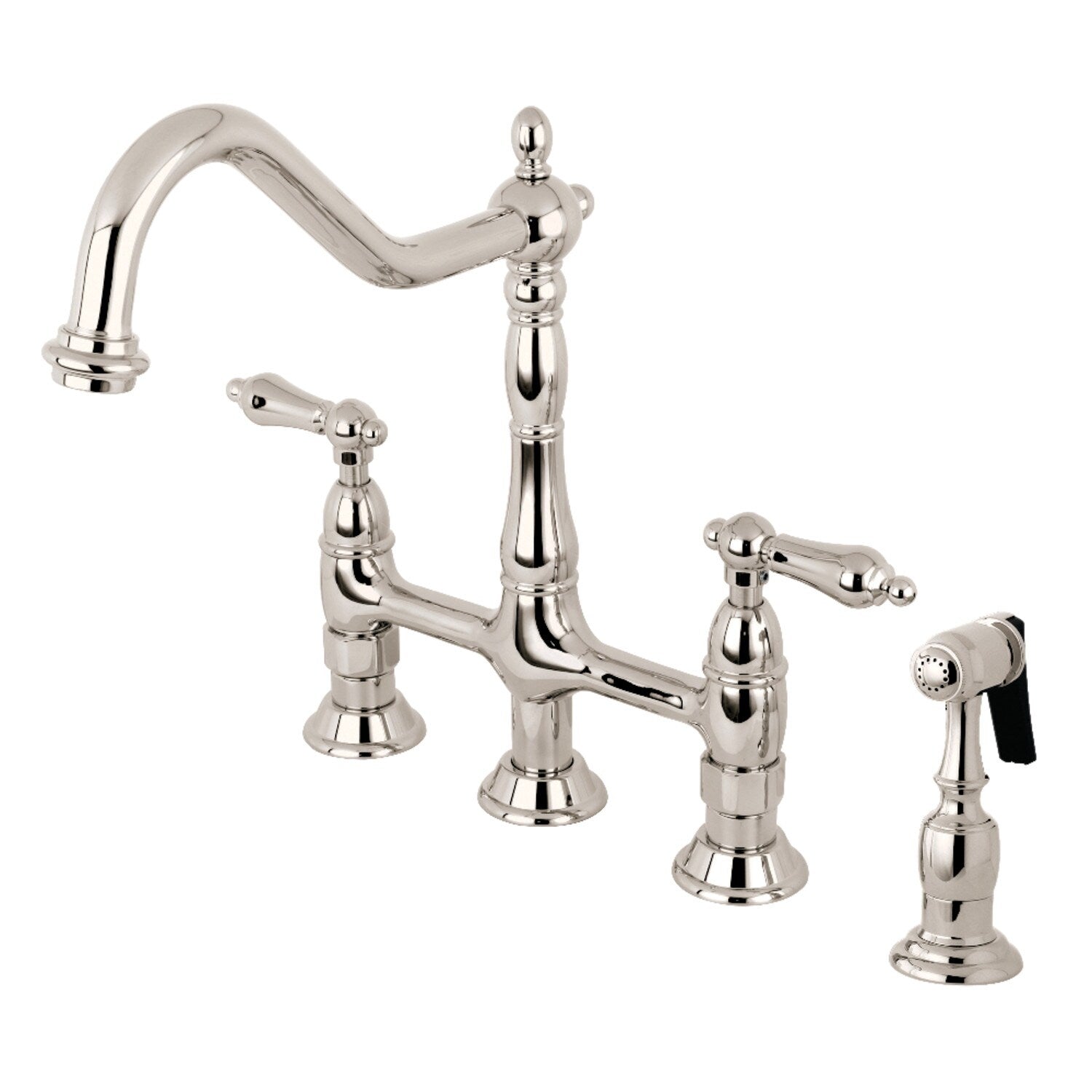 Robinet de cuisine Heritage Bridge avec douchette en laiton