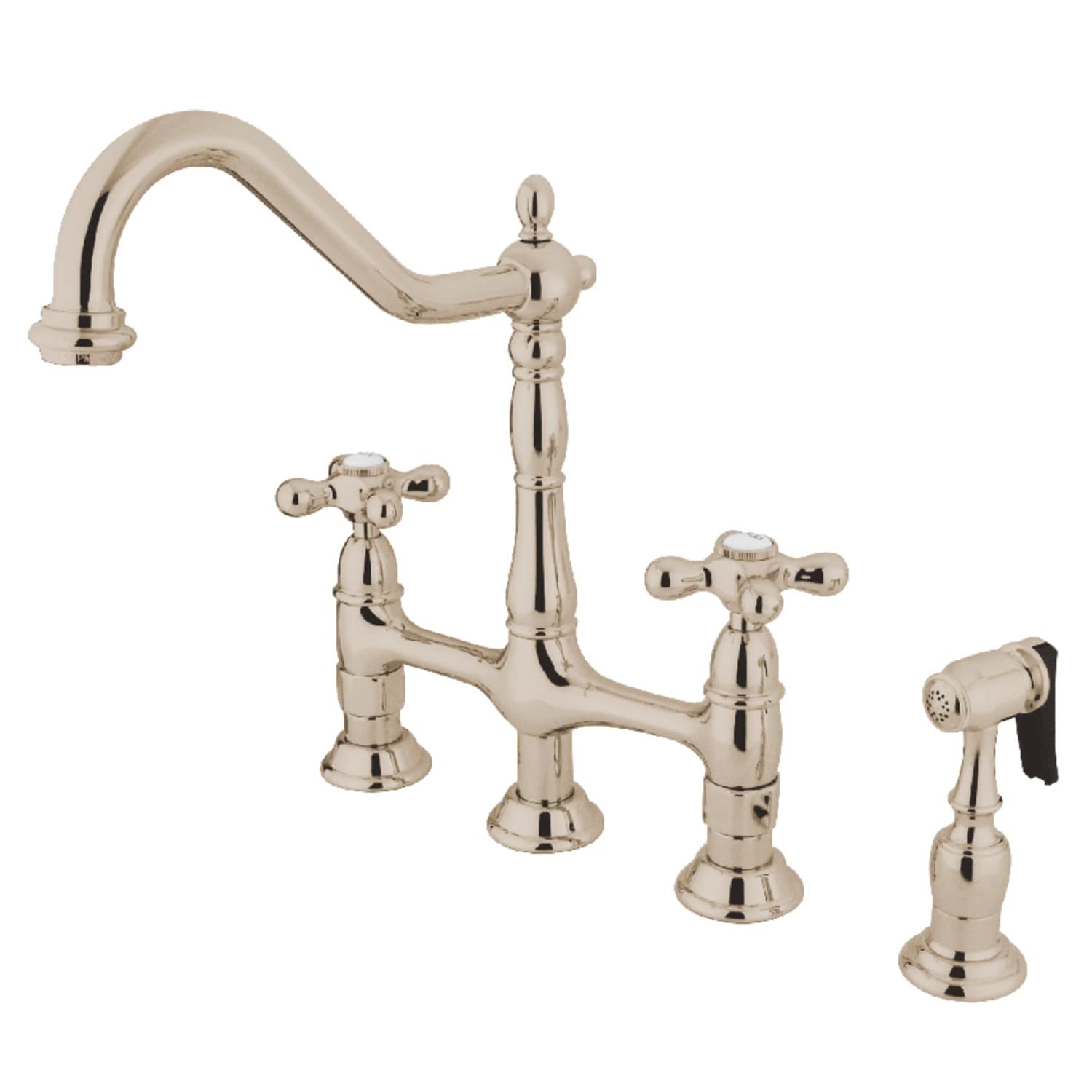 Robinet de cuisine Heritage Bridge avec douchette en laiton
