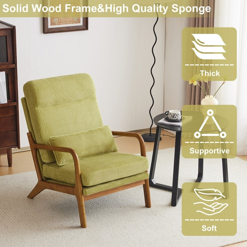 Chaise de loisirs à dossier haut en bois massif avec accoudoirs et dossier Chaise d'appoint