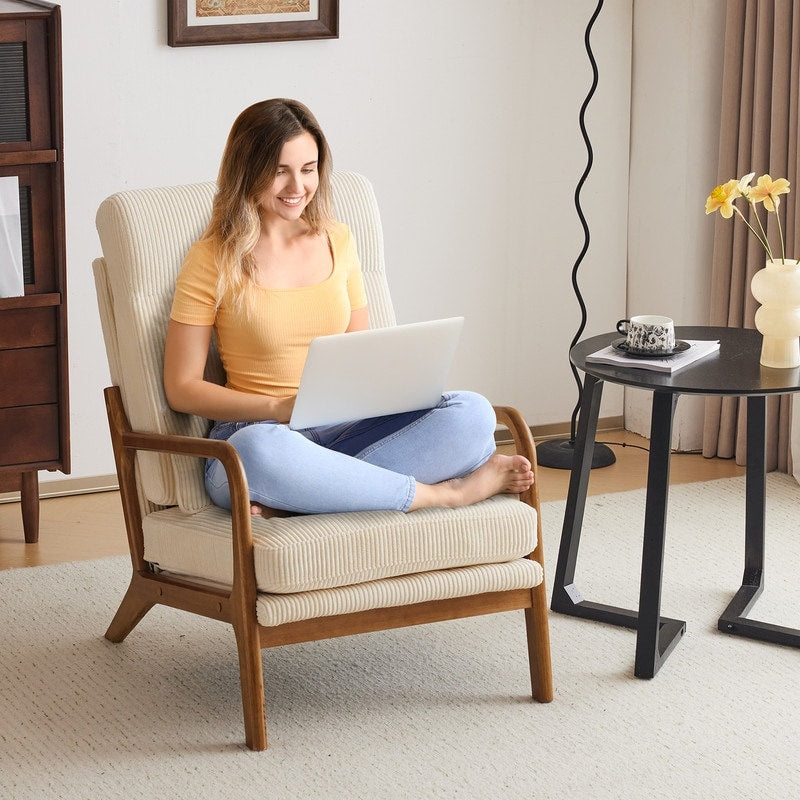 Chaise de loisirs à dossier haut en bois massif avec accoudoirs et dossier Chaise d'appoint