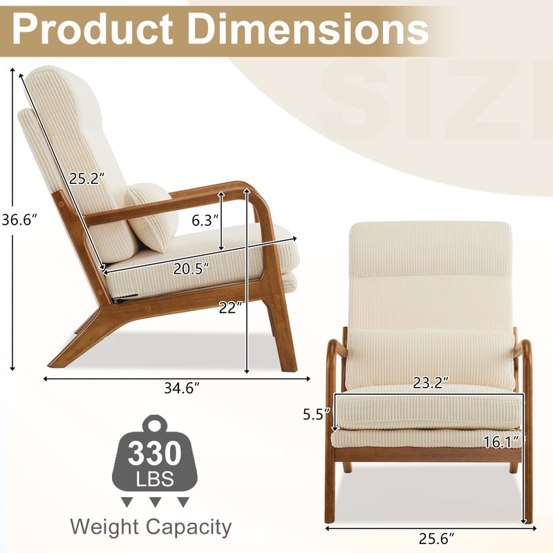 Chaise de loisirs à dossier haut en bois massif avec accoudoirs et dossier Chaise d'appoint