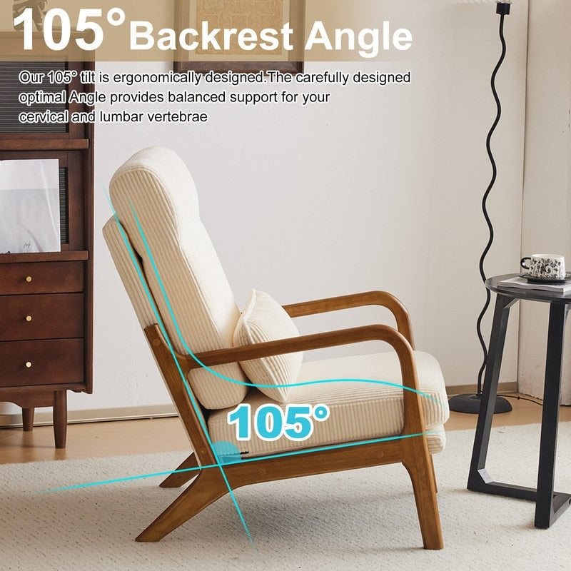 Chaise de loisirs à dossier haut en bois massif avec accoudoirs et dossier Chaise d'appoint