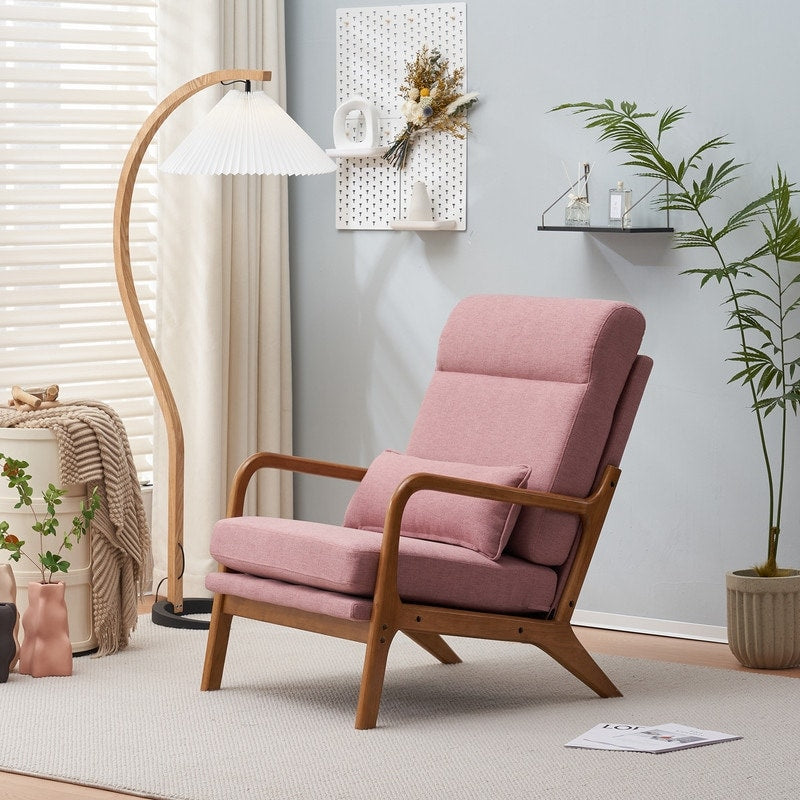 Chaise de loisirs à dossier haut en bois massif avec accoudoirs et dossier Chaise d'appoint