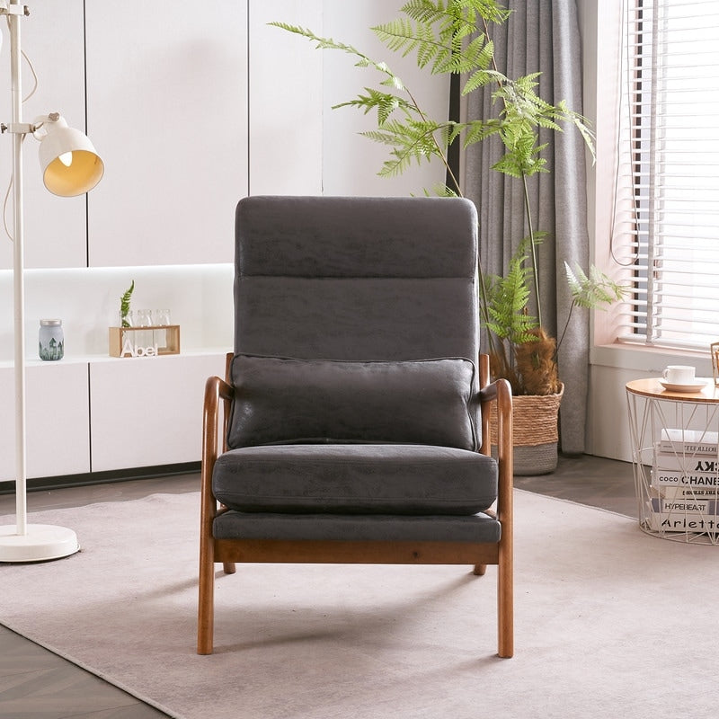 Chaise de loisirs à dossier haut en bois massif avec accoudoirs et dossier Chaise d'appoint