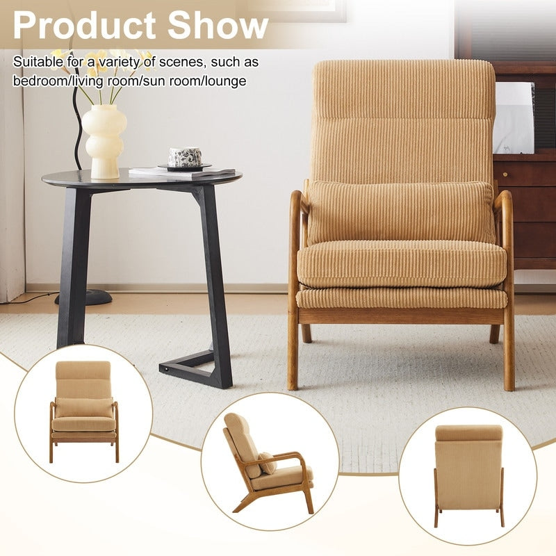 Chaise de loisirs à dossier haut en bois massif avec accoudoirs et dossier Chaise d'appoint