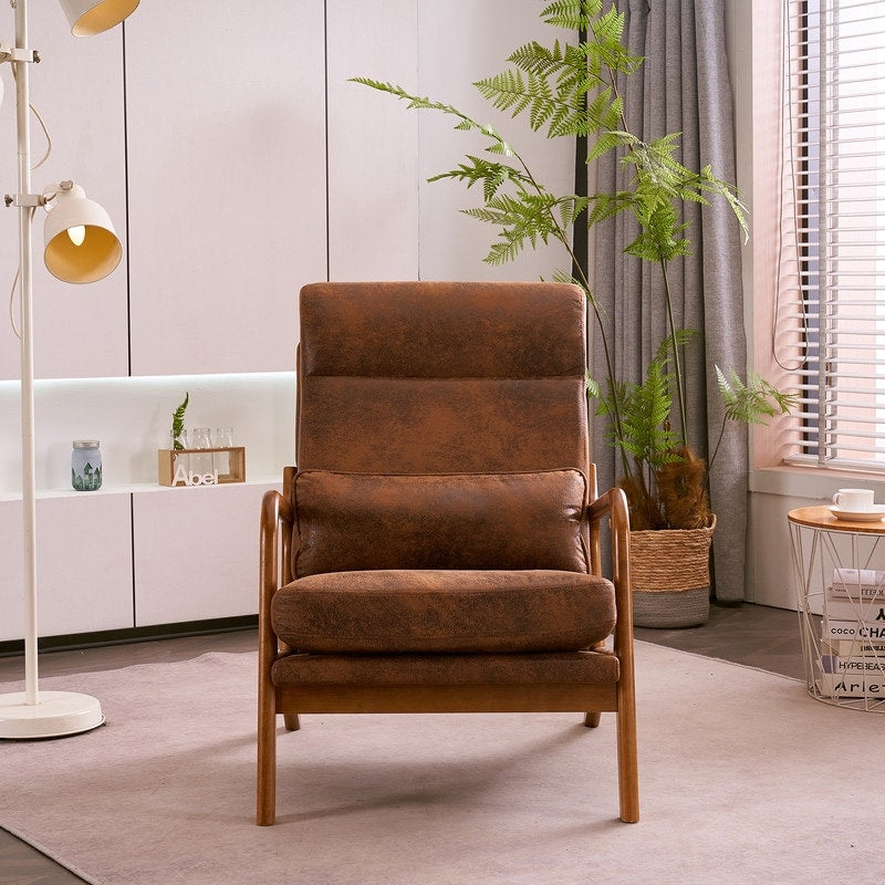 Chaise de loisirs à dossier haut en bois massif avec accoudoirs et dossier Chaise d'appoint