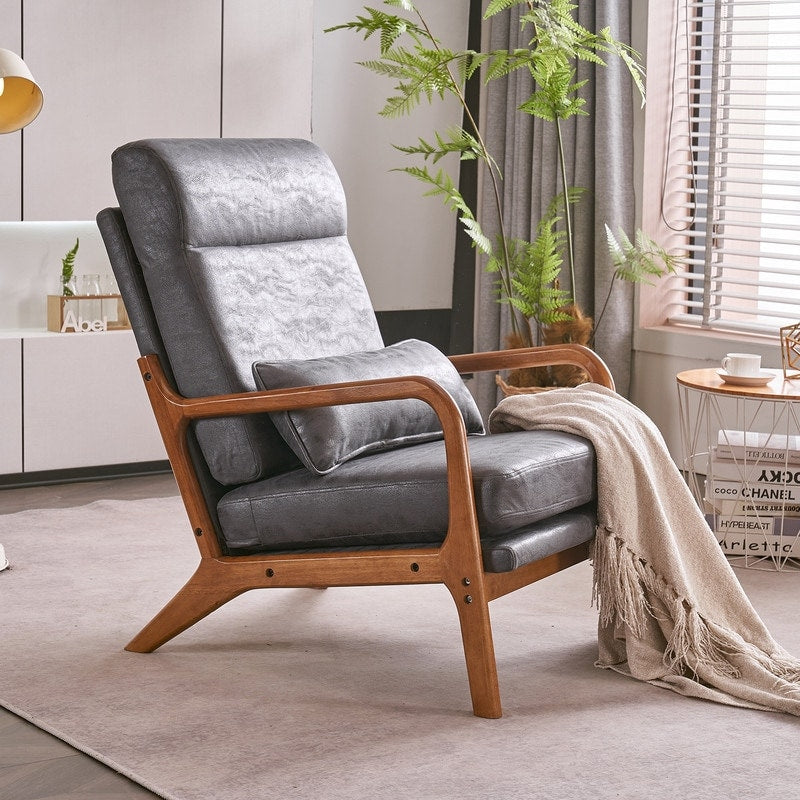 Chaise de loisirs à dossier haut en bois massif avec accoudoirs et dossier Chaise d'appoint