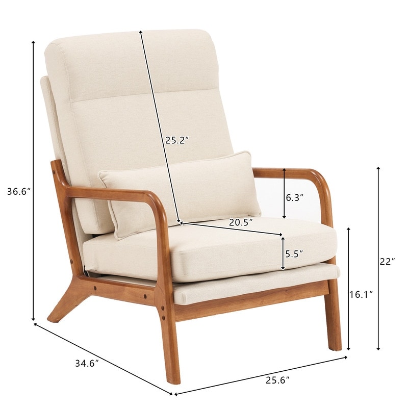 Chaise de loisirs à dossier haut en bois massif avec accoudoirs et dossier Chaise d'appoint
