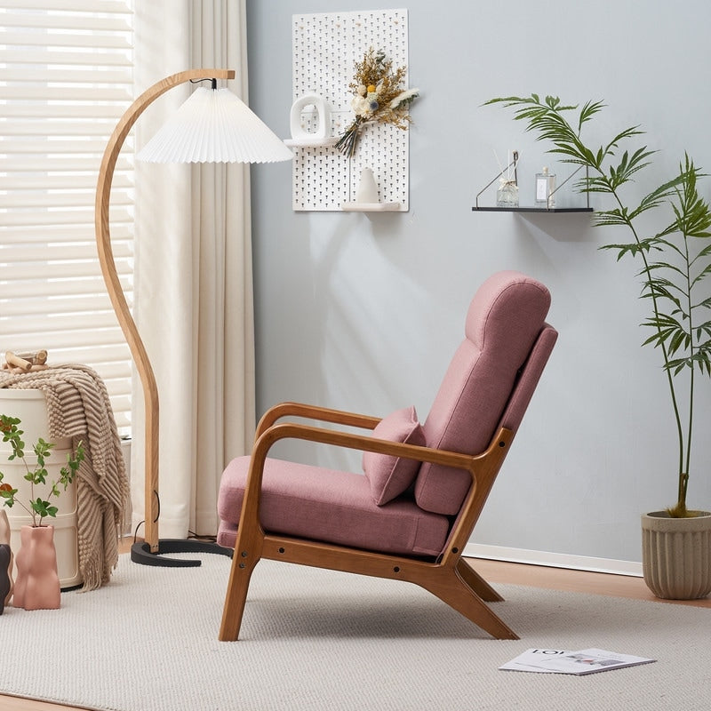 Chaise de loisirs à dossier haut en bois massif avec accoudoirs et dossier Chaise d'appoint