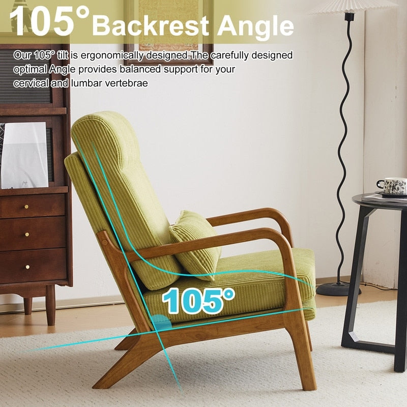 Chaise de loisirs à dossier haut en bois massif avec accoudoirs et dossier Chaise d'appoint
