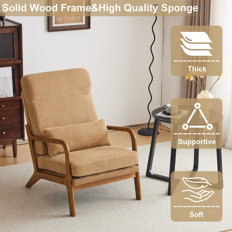 Chaise de loisirs à dossier haut en bois massif avec accoudoirs et dossier Chaise d'appoint