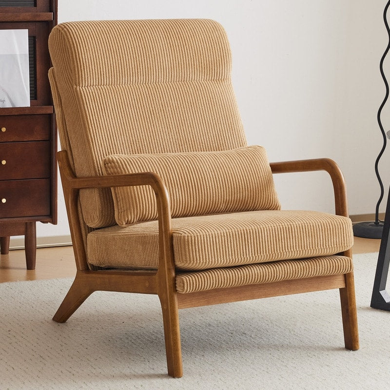 Chaise de loisirs à dossier haut en bois massif avec accoudoirs et dossier Chaise d'appoint
