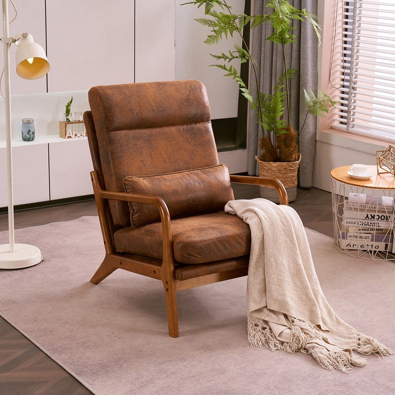Chaise de loisirs à dossier haut en bois massif avec accoudoirs et dossier Chaise d'appoint