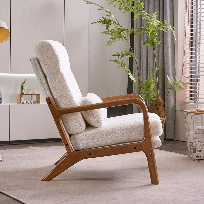 Chaise de loisirs à dossier haut en bois massif avec accoudoirs et dossier Chaise d'appoint