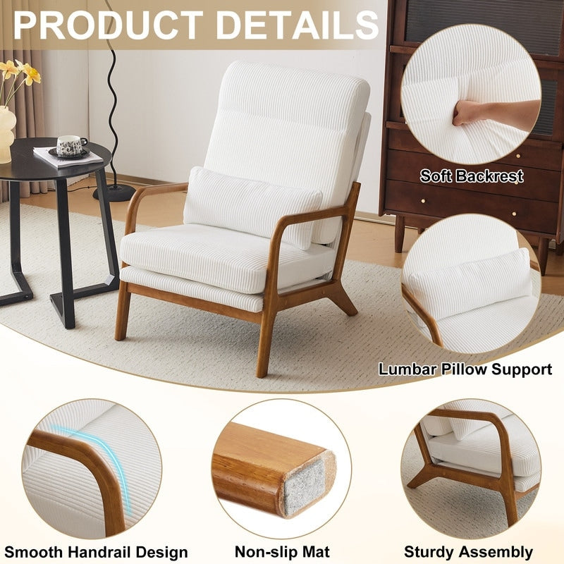 Chaise de loisirs à dossier haut en bois massif avec accoudoirs et dossier Chaise d'appoint