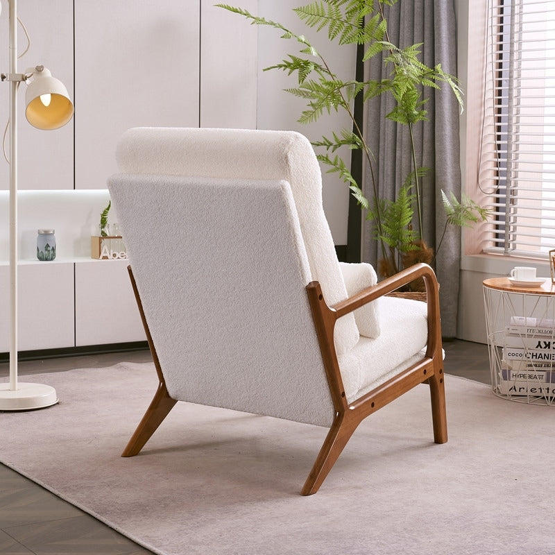 Chaise de loisirs à dossier haut en bois massif avec accoudoirs et dossier Chaise d'appoint