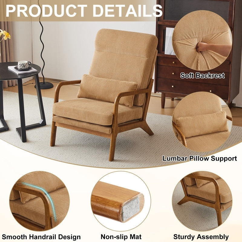 Chaise de loisirs à dossier haut en bois massif avec accoudoirs et dossier Chaise d'appoint