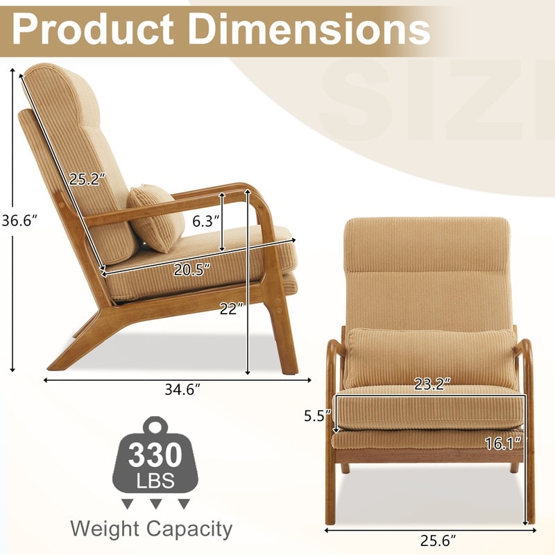 Chaise de loisirs à dossier haut en bois massif avec accoudoirs et dossier Chaise d'appoint