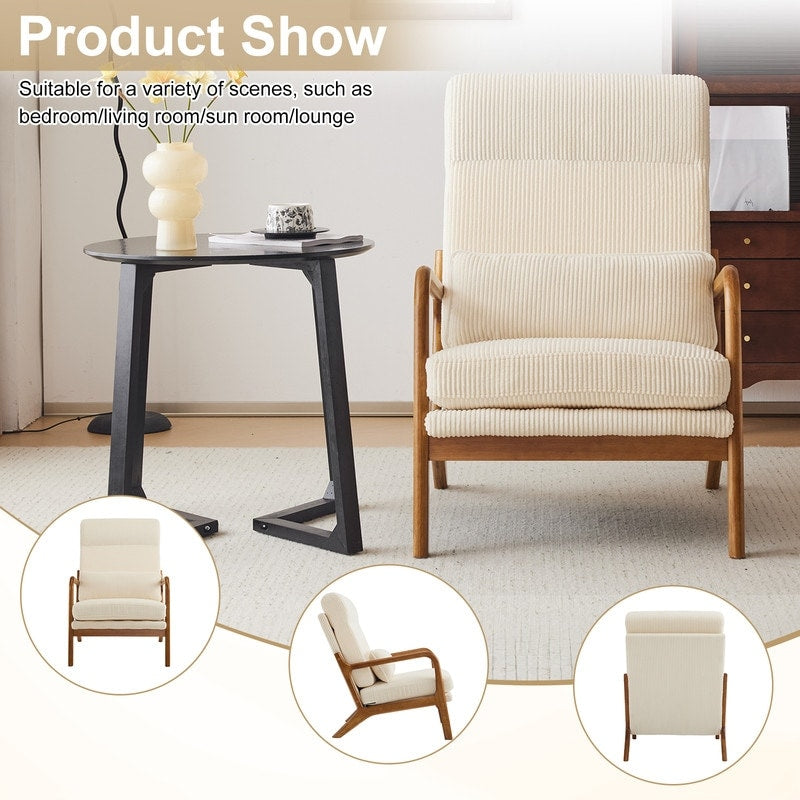 Chaise de loisirs à dossier haut en bois massif avec accoudoirs et dossier Chaise d'appoint