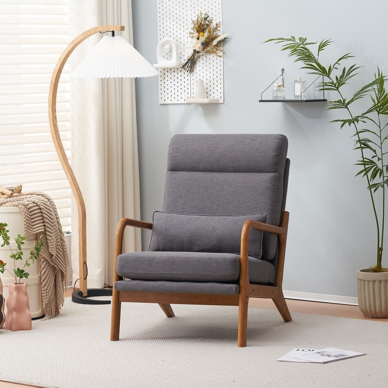 Chaise de loisirs à dossier haut en bois massif avec accoudoirs et dossier Chaise d'appoint