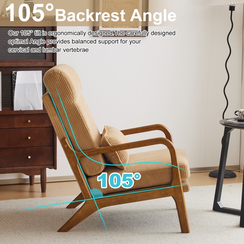 Chaise de loisirs à dossier haut en bois massif avec accoudoirs et dossier Chaise d'appoint