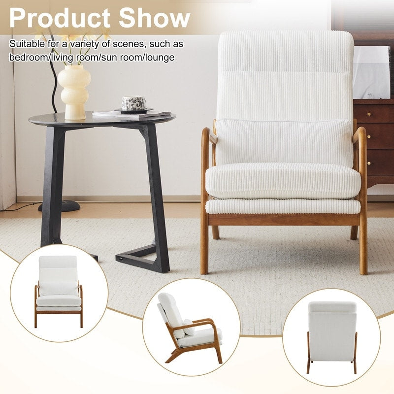 Chaise de loisirs à dossier haut en bois massif avec accoudoirs et dossier Chaise d'appoint