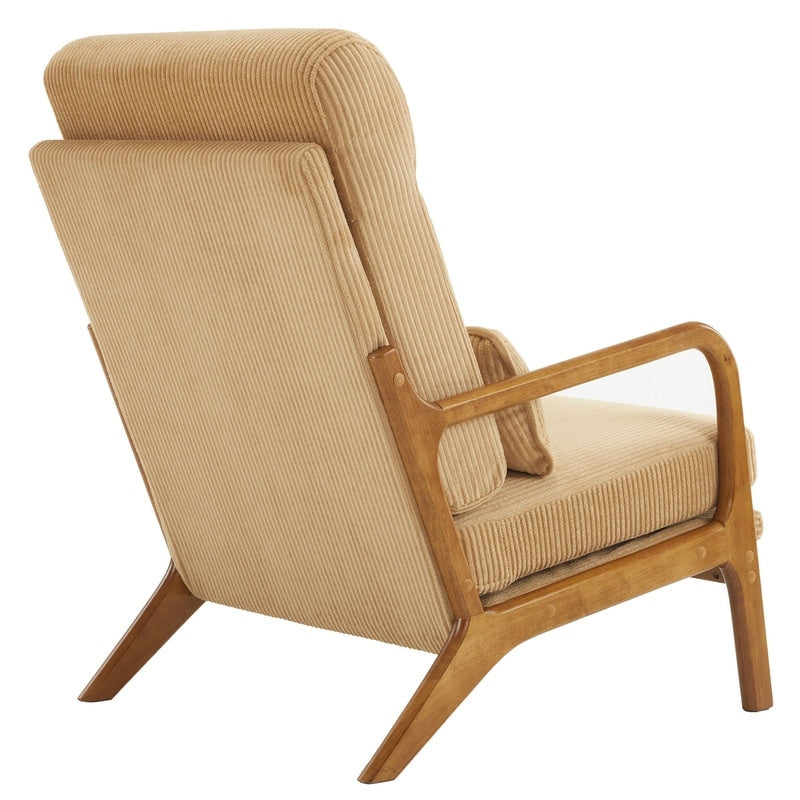 Chaise de loisirs à dossier haut en bois massif avec accoudoirs et dossier Chaise d'appoint