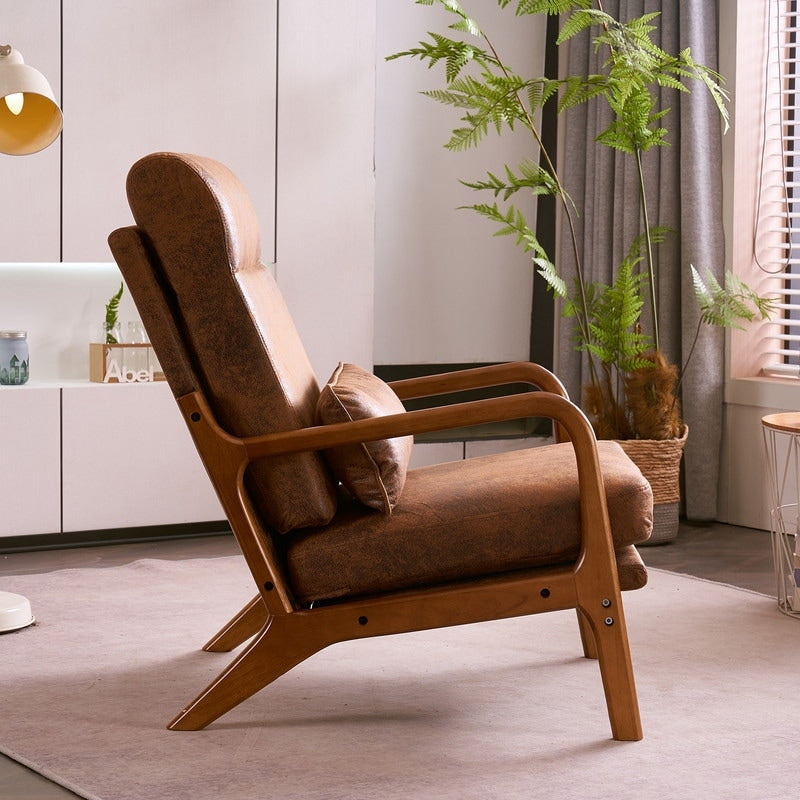 Chaise de loisirs à dossier haut en bois massif avec accoudoirs et dossier Chaise d'appoint