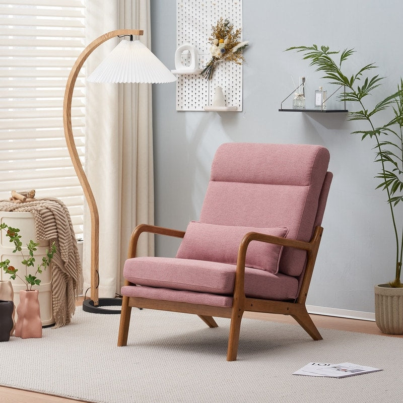 Chaise de loisirs à dossier haut en bois massif avec accoudoirs et dossier Chaise d'appoint