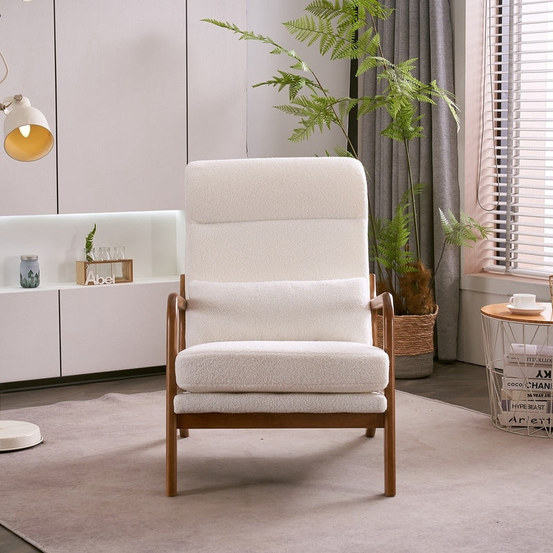 Chaise de loisirs à dossier haut en bois massif avec accoudoirs et dossier Chaise d'appoint