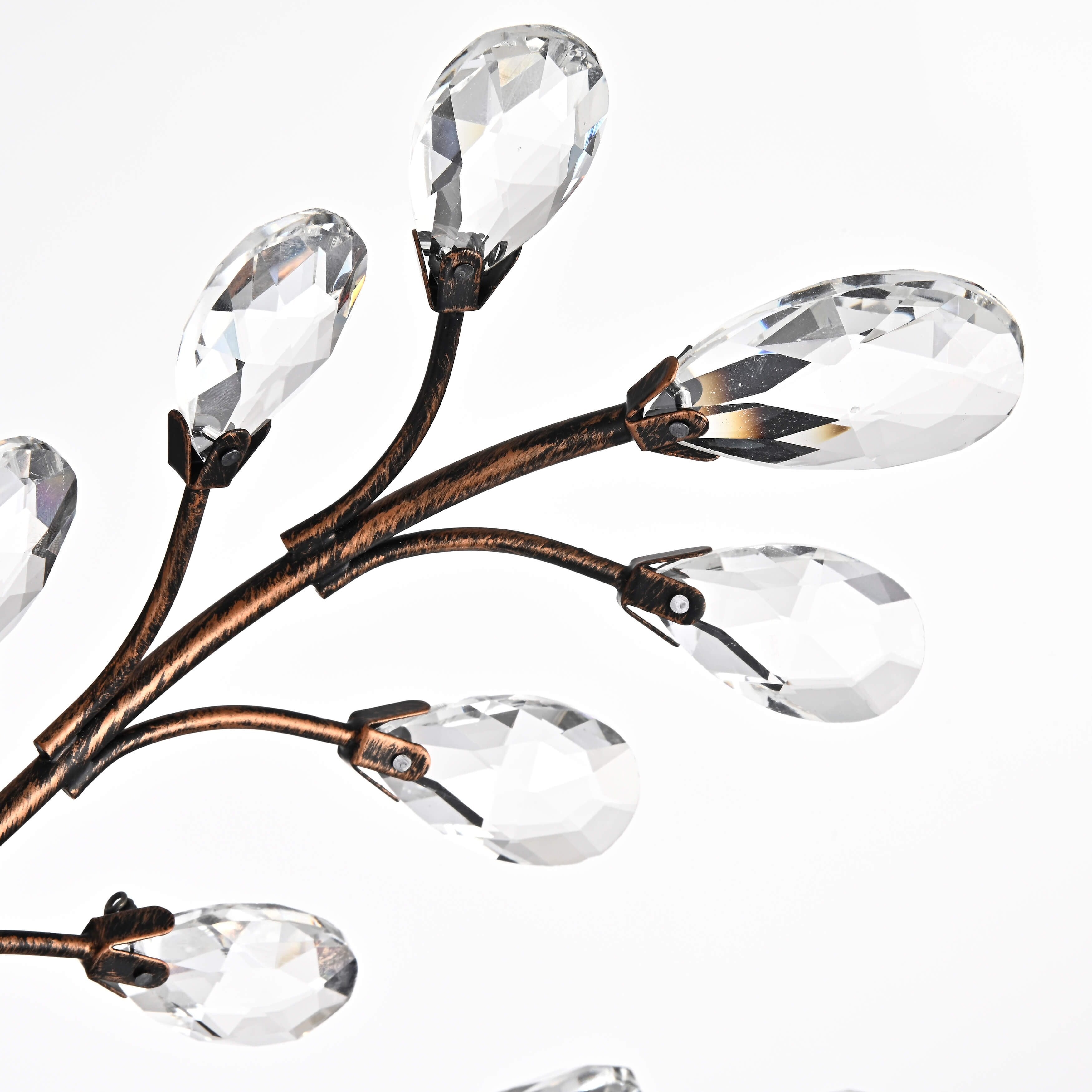 Plafonnier à 4 lumières en cristal avec feuilles de houx