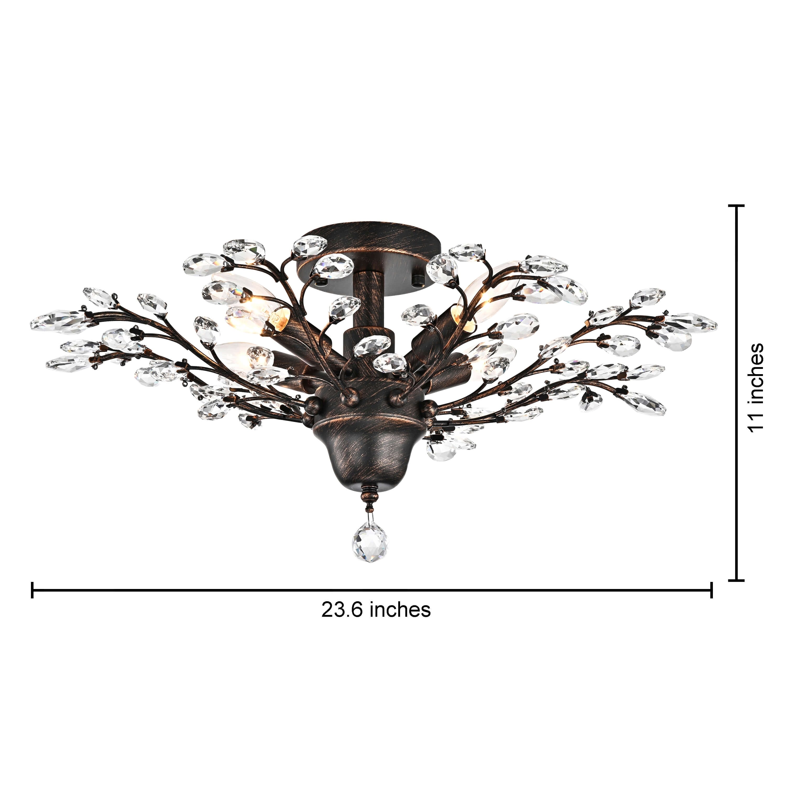 Plafonnier à 4 lumières en cristal avec feuilles de houx
