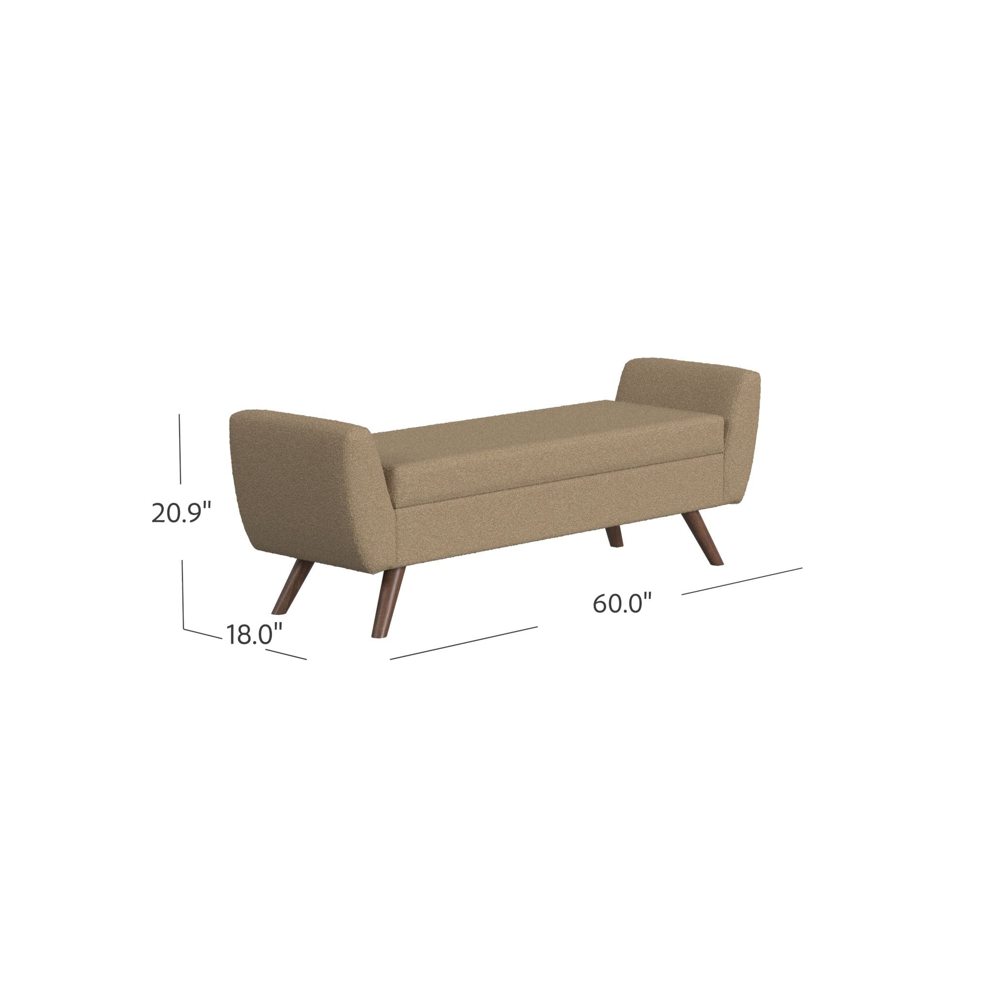Banc de rangement moderne en sherpa avec pieds en bois HomePop