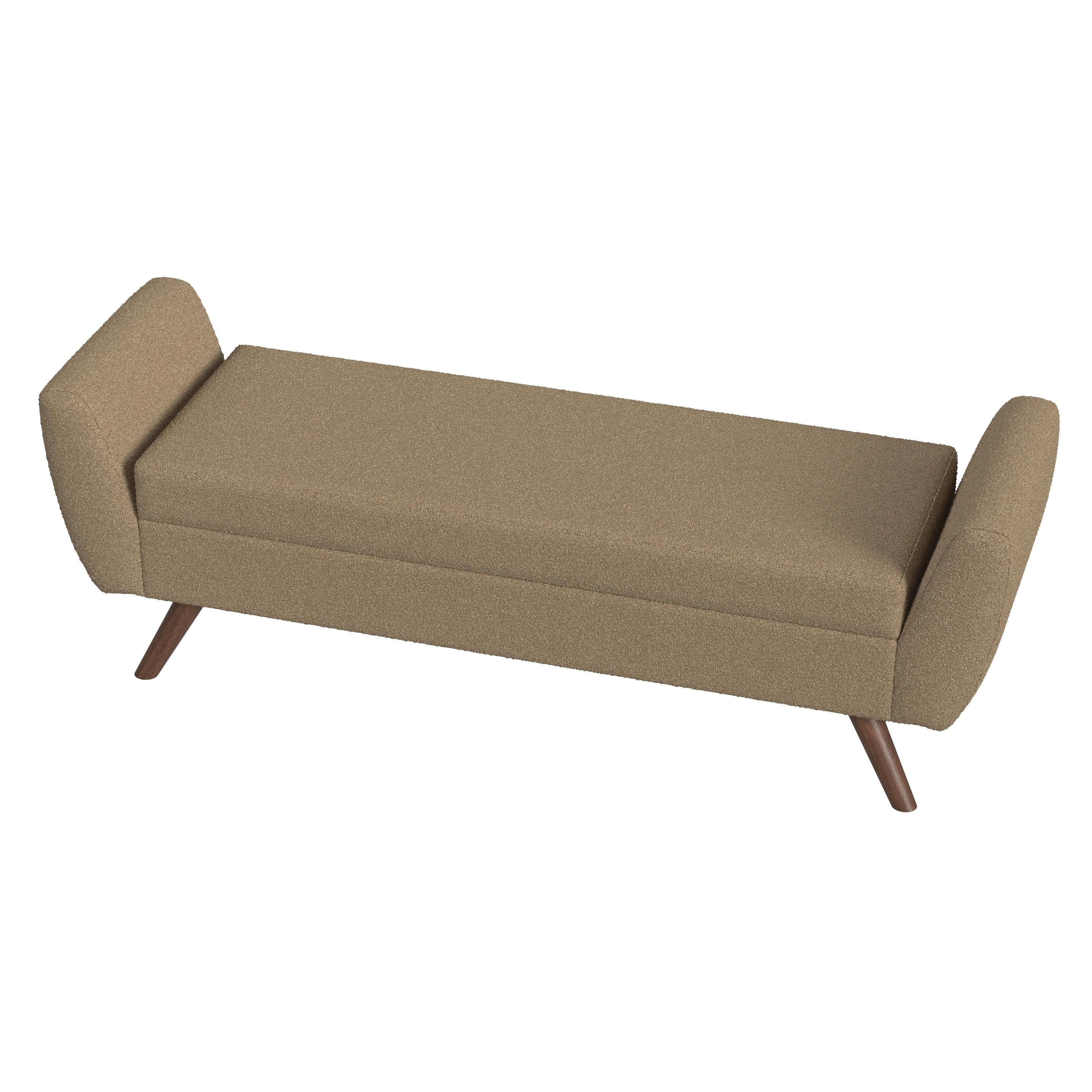 Banc de rangement moderne en sherpa avec pieds en bois HomePop