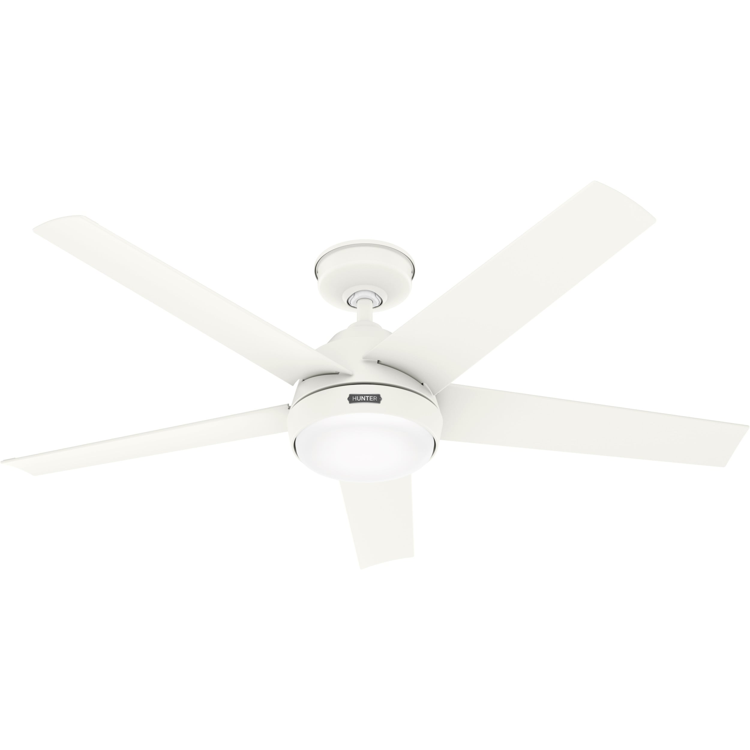 Ventilateur de plafond extérieur Hunter 52 Skyflow avec kit d'éclairage LED, commande murale - Côtier moderne contemporain - WeatherMax - CLASSÉ HUMIDE !