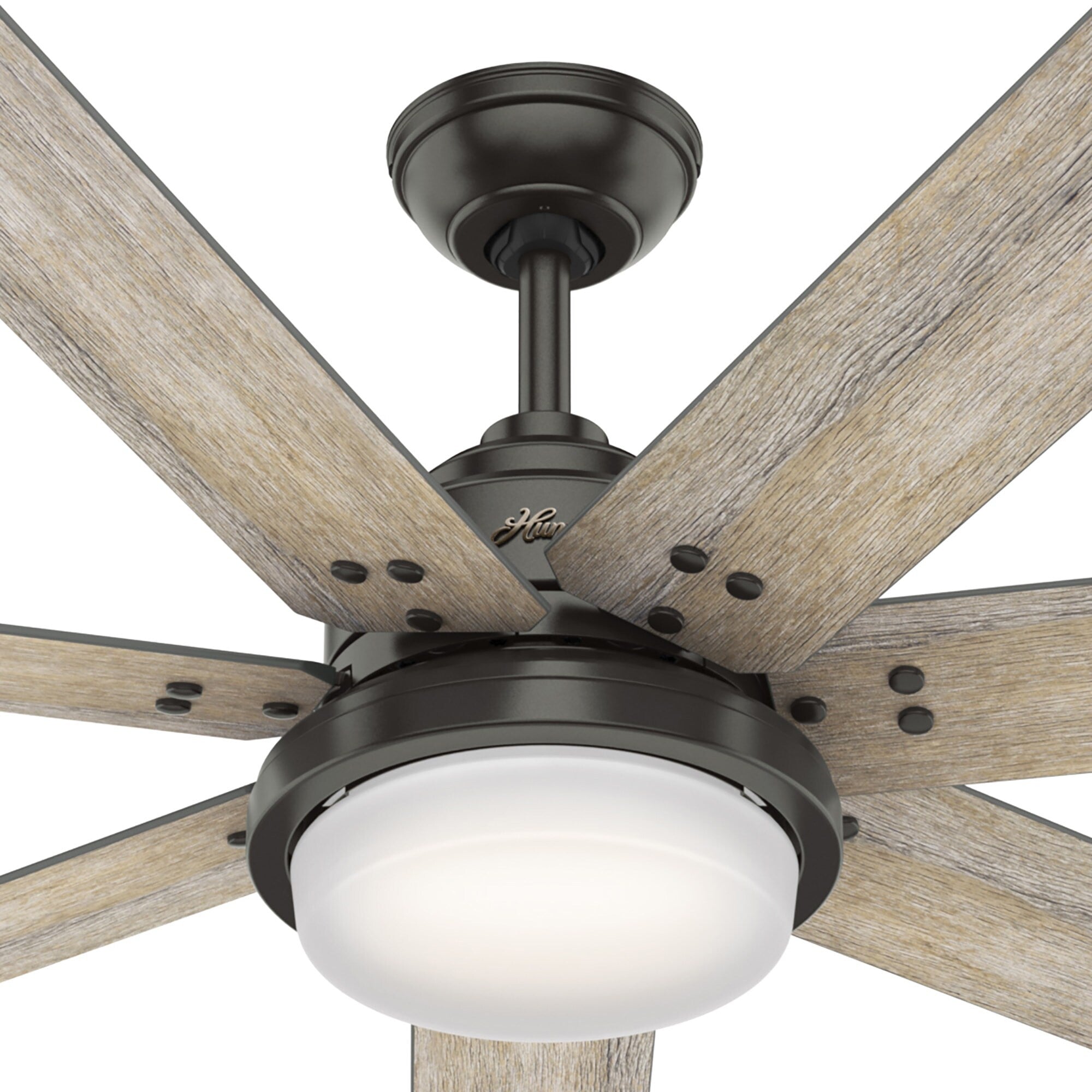 Ventilateur de plafond Hunter WiFi Whittington avec lumière LED, télécommande portable - Moulin à vent - Industriel, Ferme, Rustique - VENTILATEUR INTELLIGENT !