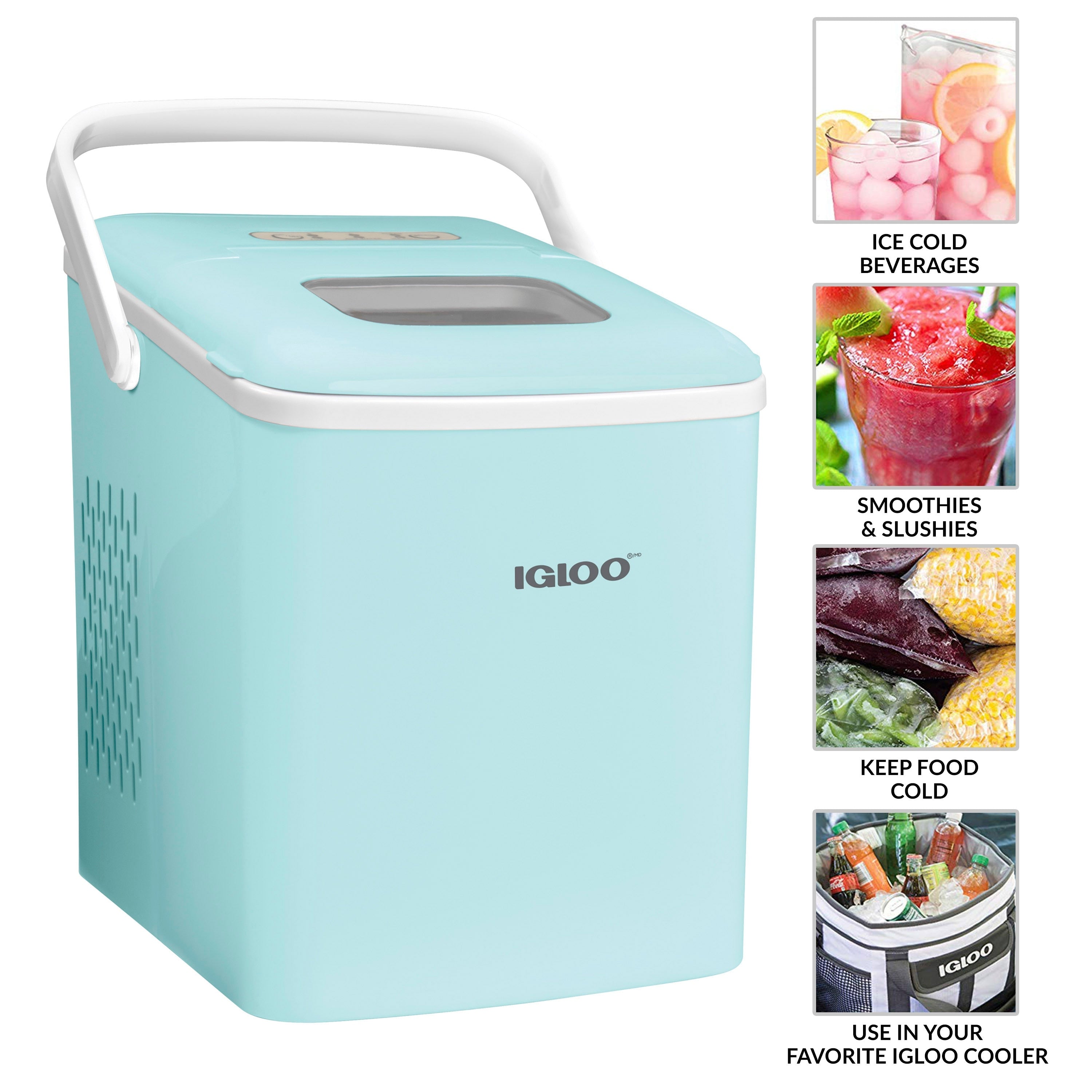 Machine à glaçons portative autonettoyante et automatique Igloo de 11,8 kg avec poignée, couleur aqua