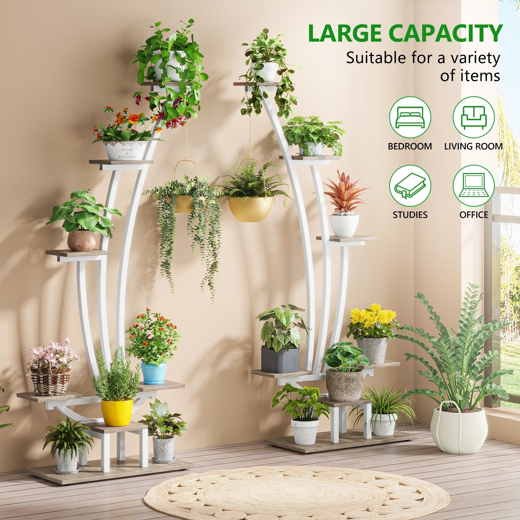 Support pour plantes d'intérieur, étagère à fleurs à 6 niveaux pour jardin - Lot de 2