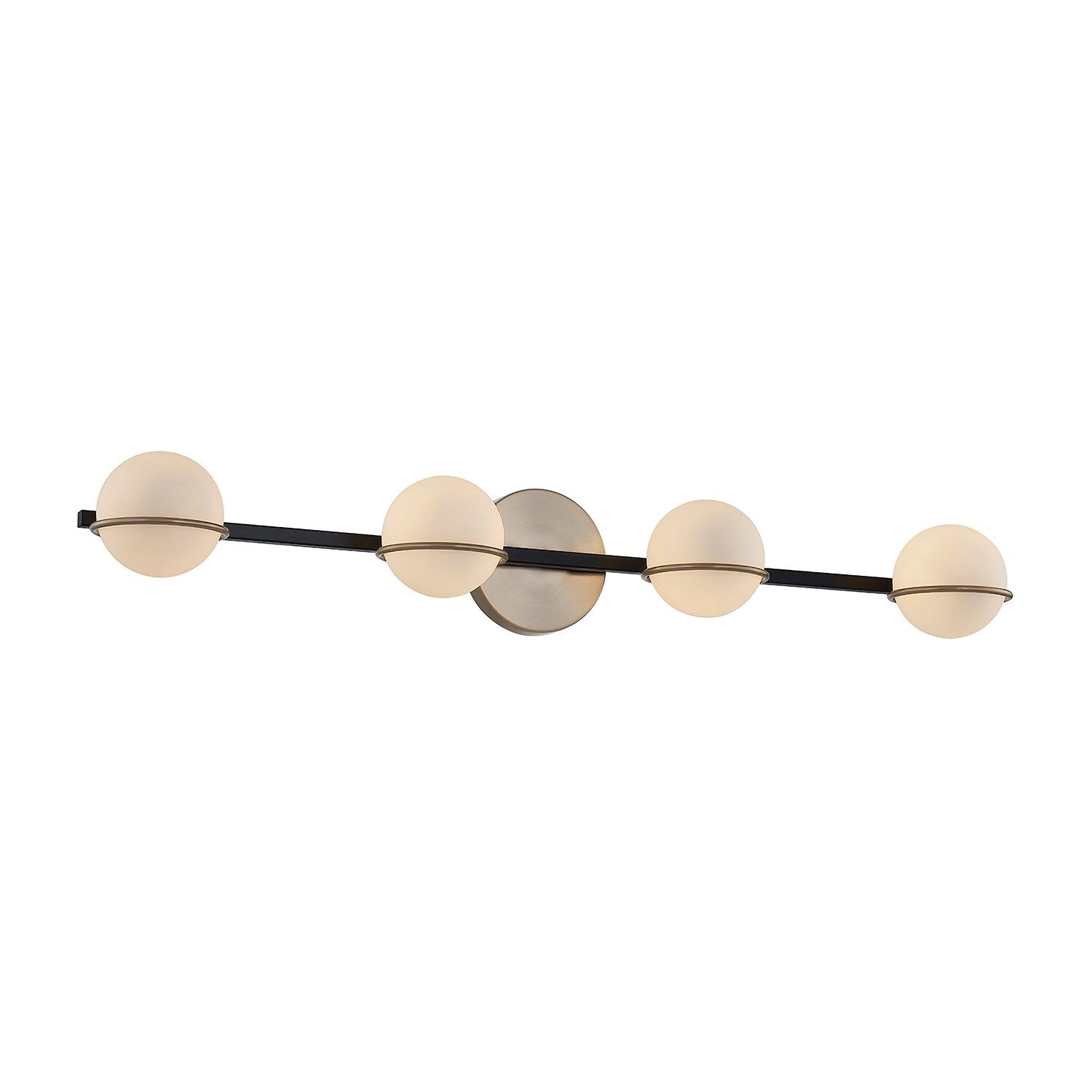 Barre de salle de bain Justice Design Group EVOLV Fusion Centric à 4 lumières avec abat-jour en verre opale