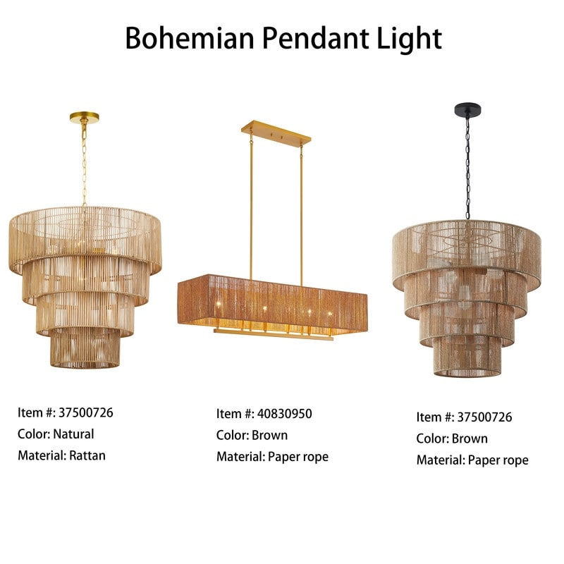 Suspension bohème KAWOTI largeur 26, 5 lumières, 4 niveaux