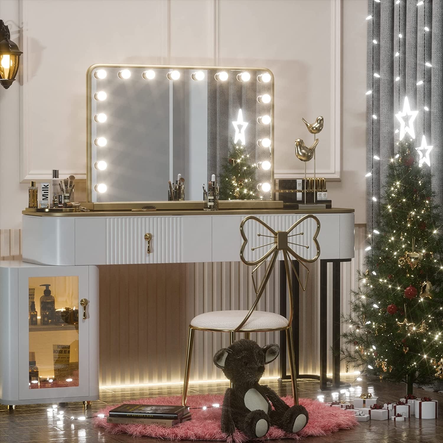 Miroir de maquillage Hollywood Keonjinn à LED avec 15/18 lumières LED